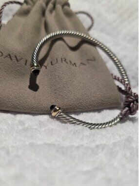David Yurman 4mm Classic Cable Bracelet Onyx 18K Gold Size M